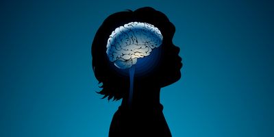 Small childs profile with brain overlaid on it