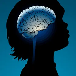 Small childs profile with brain overlaid on it