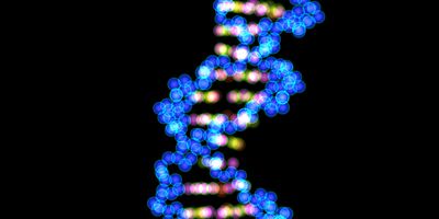 A glowing DNA molecule model