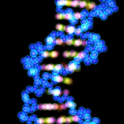 A glowing DNA molecule model