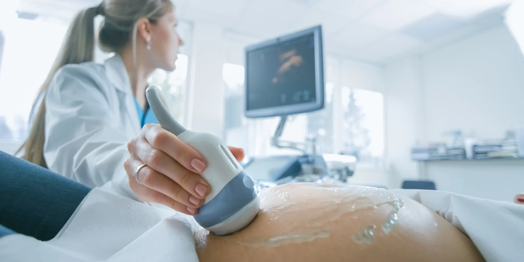 Close-up Shot of the Doctor doing an Ultrasound