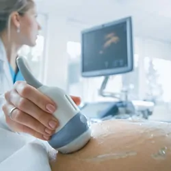 Close-up Shot of the Doctor doing an Ultrasound