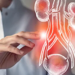 Doctor touches virtual Bladder and Kidneys in hand