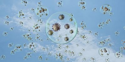 Illustration of the poliovirus in droplets.