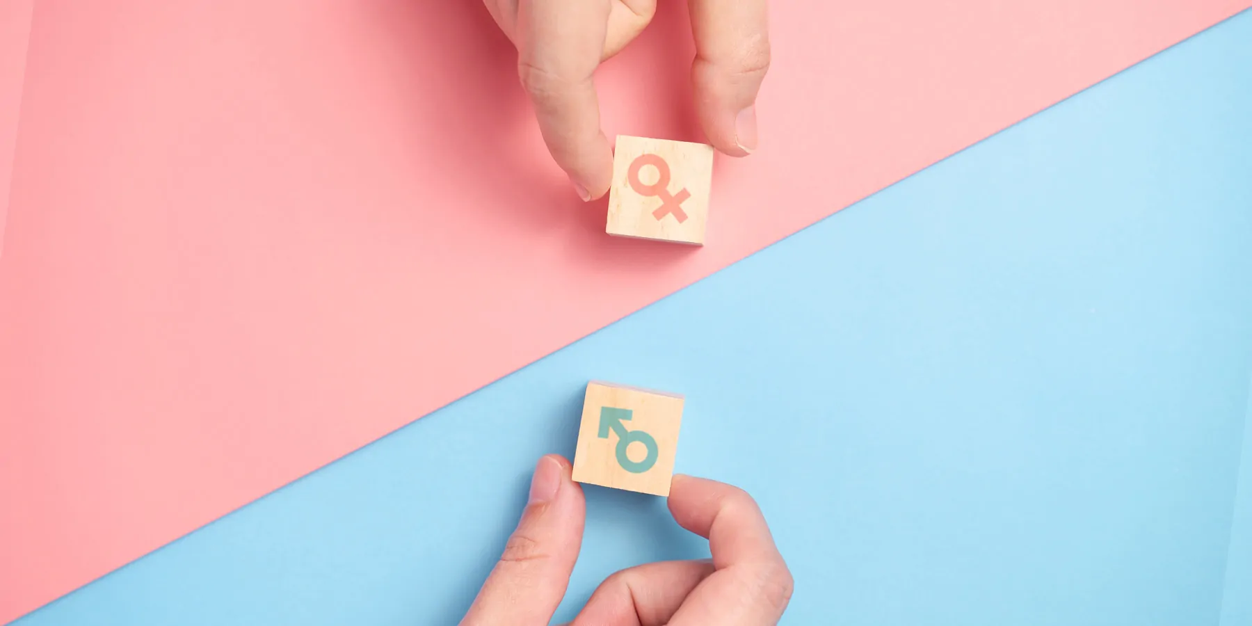 Gender icon on wooden blocks