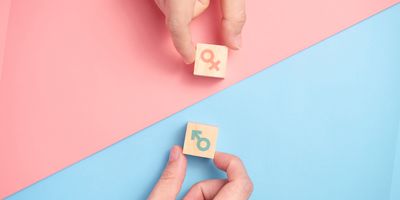 Gender icon on wooden blocks