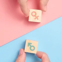Gender icon on wooden blocks
