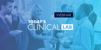 Banner for webinar on networking showing clinical lab personnel talking to each other.