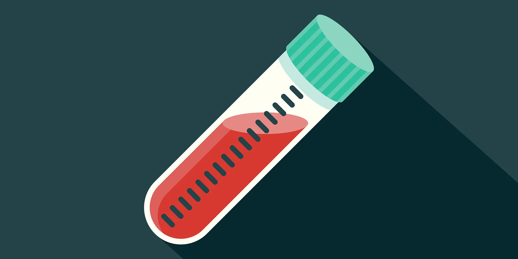 Vector image of a vial of blood on a dark green background