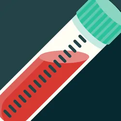 Vector image of a vial of blood on a dark green background