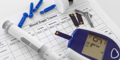 Diabetic test kit on a chart