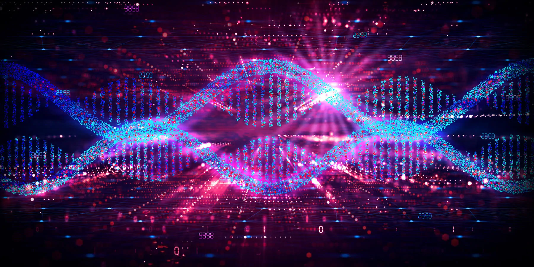 Two Strands of mRNA on Abstract Technology Background