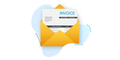Illustration of an invoice in a yellow envelope, representing reimbursement.