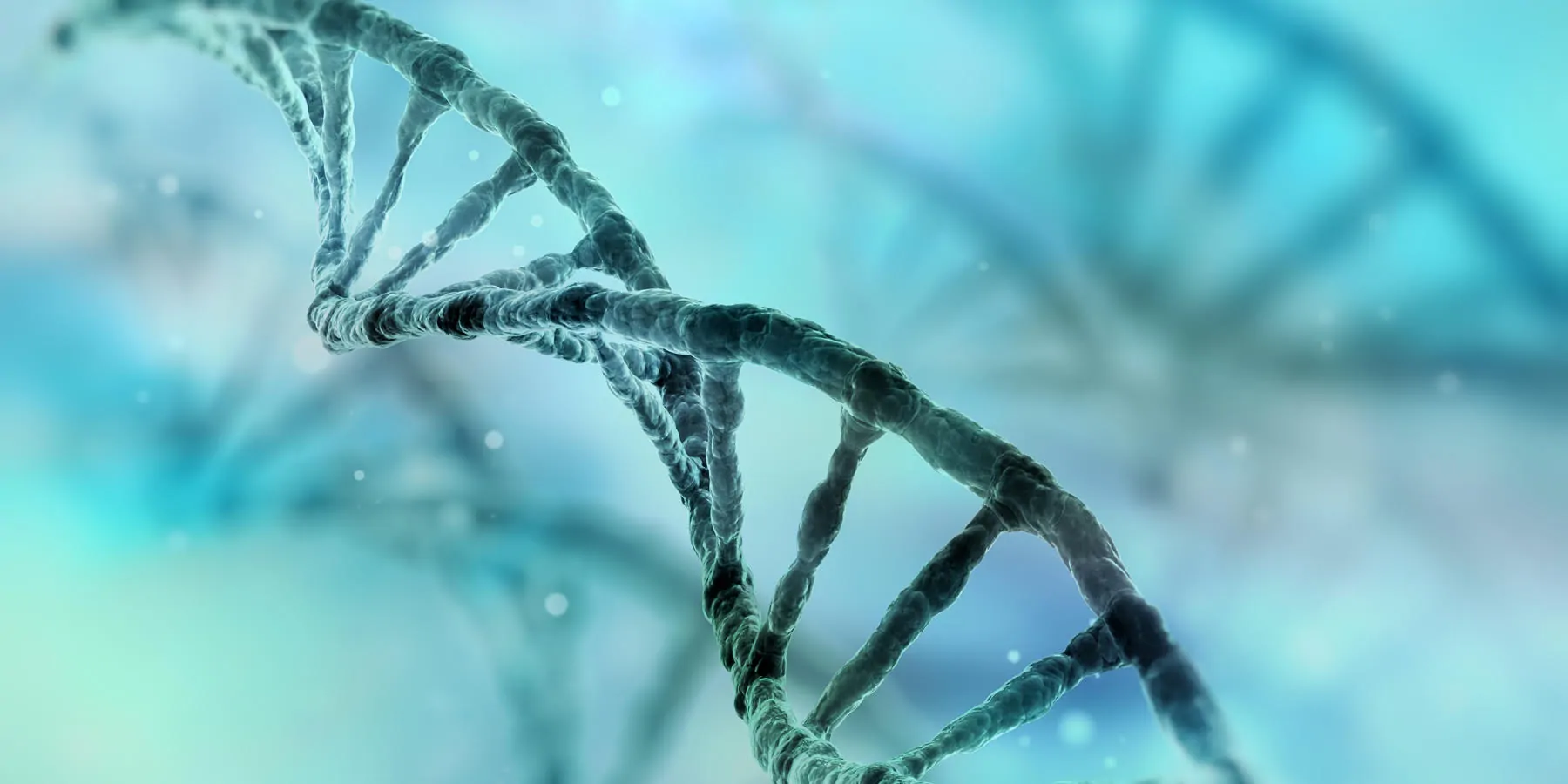 Computer image of DNA strand on blue background