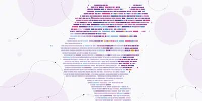 Illustration of a woman's profile made up of sequencing fragments.
