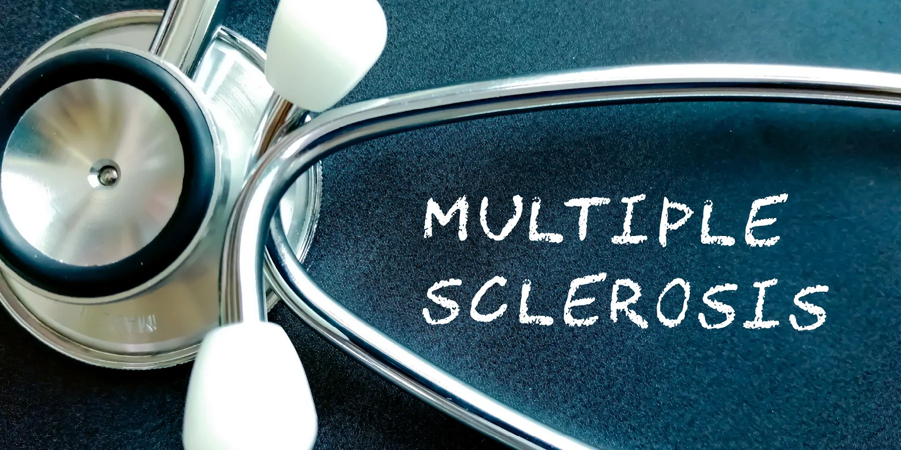 Photo of a stethoscope around the words "Multiple Sclerosis"