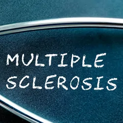 Photo of a stethoscope around the words "Multiple Sclerosis"