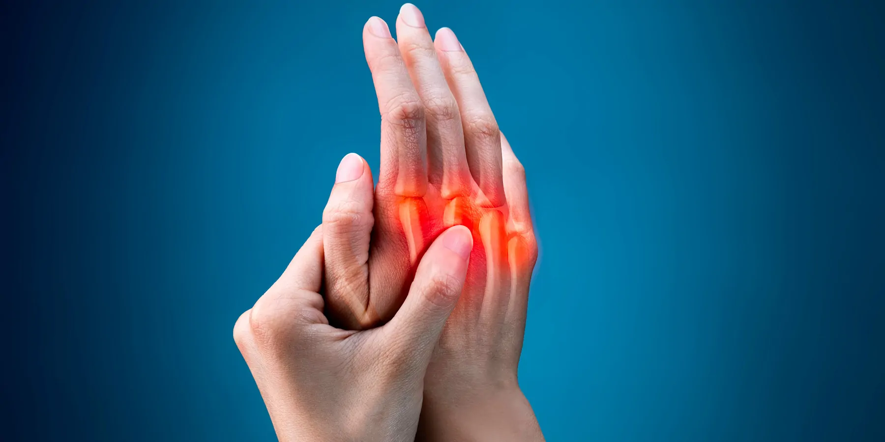 Hand with sore knuckle joint