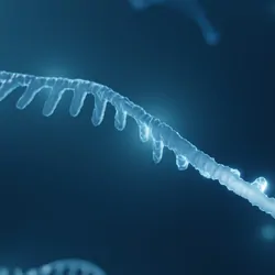 Computer image of RNA floating in a blue substrate