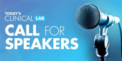 Banner with the words, Call for Speakers, printed next to the image of a microphone.