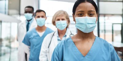 Clinical professional in masks