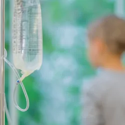 A child undergoing cancer treatment