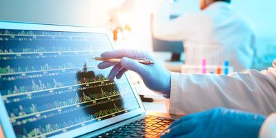 Researcher looking at genotypes on a computer screen