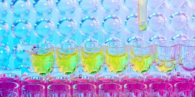 Close up on a pipette and sample tray of RNA