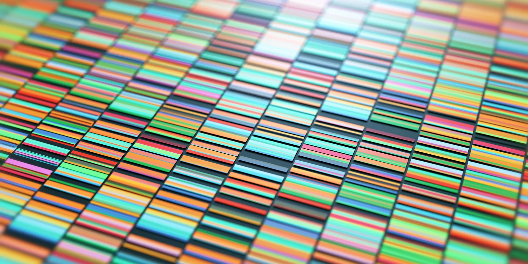 3D Illustration of a method of colored DNA sequencing.