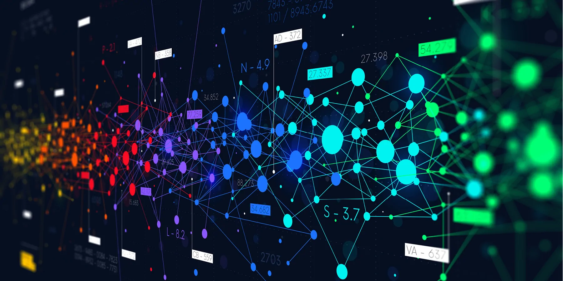 Colored abstract information networks to depict big data and futuristic visualization