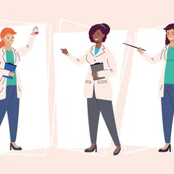 Illustration of three women who are clinical laboratory scientists.