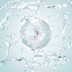 Water droplets against blue background