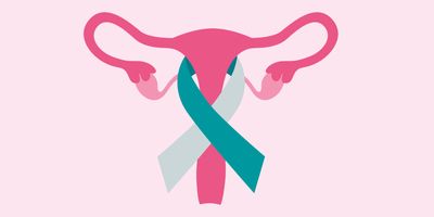Vector illustration of a  Uterus With a Cervical Cancer Awareness Ribbon