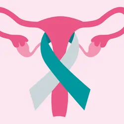Vector illustration of a  Uterus With a Cervical Cancer Awareness Ribbon