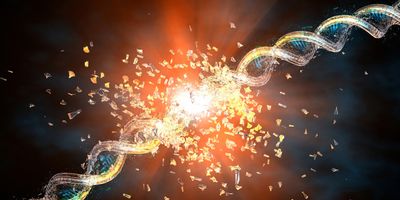 Computer-generated image illustrating DNA damage.