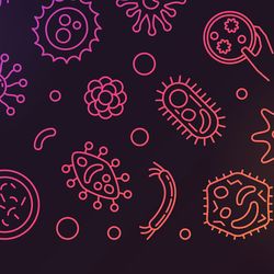 Illustration of microbial agents that contribute to antimicrobial resistance.