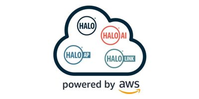 Vector image of a cloud with various HALO software logos inside