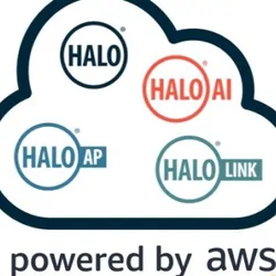 Vector image of a cloud with various HALO software logos inside