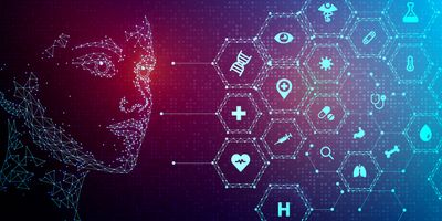 Graphic illustration of artificial intelligence in health care and medicine 