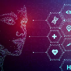 Graphic illustration of artificial intelligence in health care and medicine 