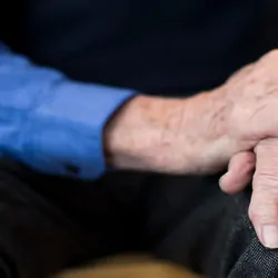 Close up of a senior male with Parkinson's disease.