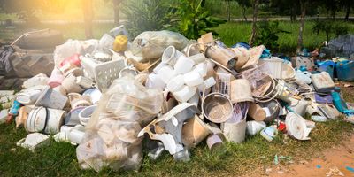 A pile of plastic garbage to be recycled.