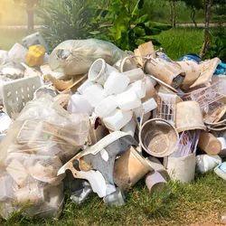 A pile of plastic garbage to be recycled.