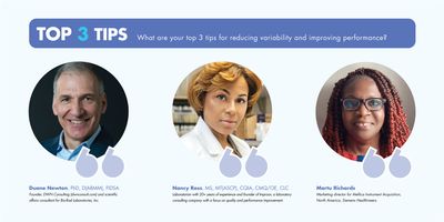 Banner that includes portraits of all three top experts, Duane Newton, PhD, D(ABMM), FIDSA, Martu Richards, Nancy Ross, MS, MT(ASCP), CQIA, CMQ/OE, CLC.