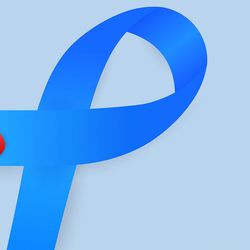 Banner with a blue ribbon and the words, November Diabetes Awareness Month.