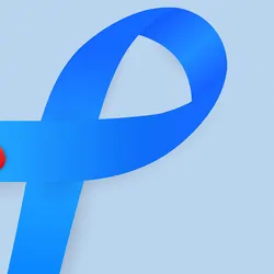 Banner with a blue ribbon and the words, November Diabetes Awareness Month.