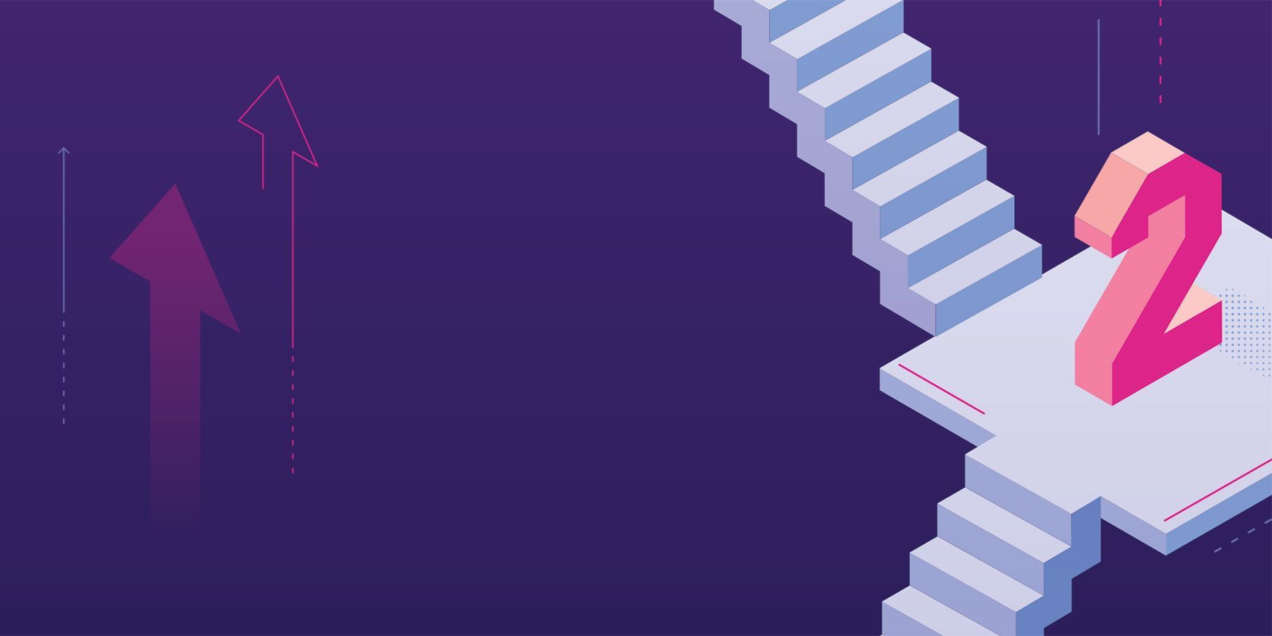 The number 2 on a platform between two sets of steps