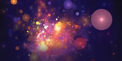 Illustration of dots of colour and light on a purple background