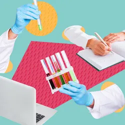 Lab equipment and notes illustrating CLIA regulations