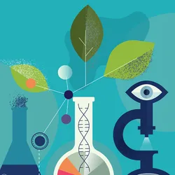 Illustration representing cancer research and vaccine development.